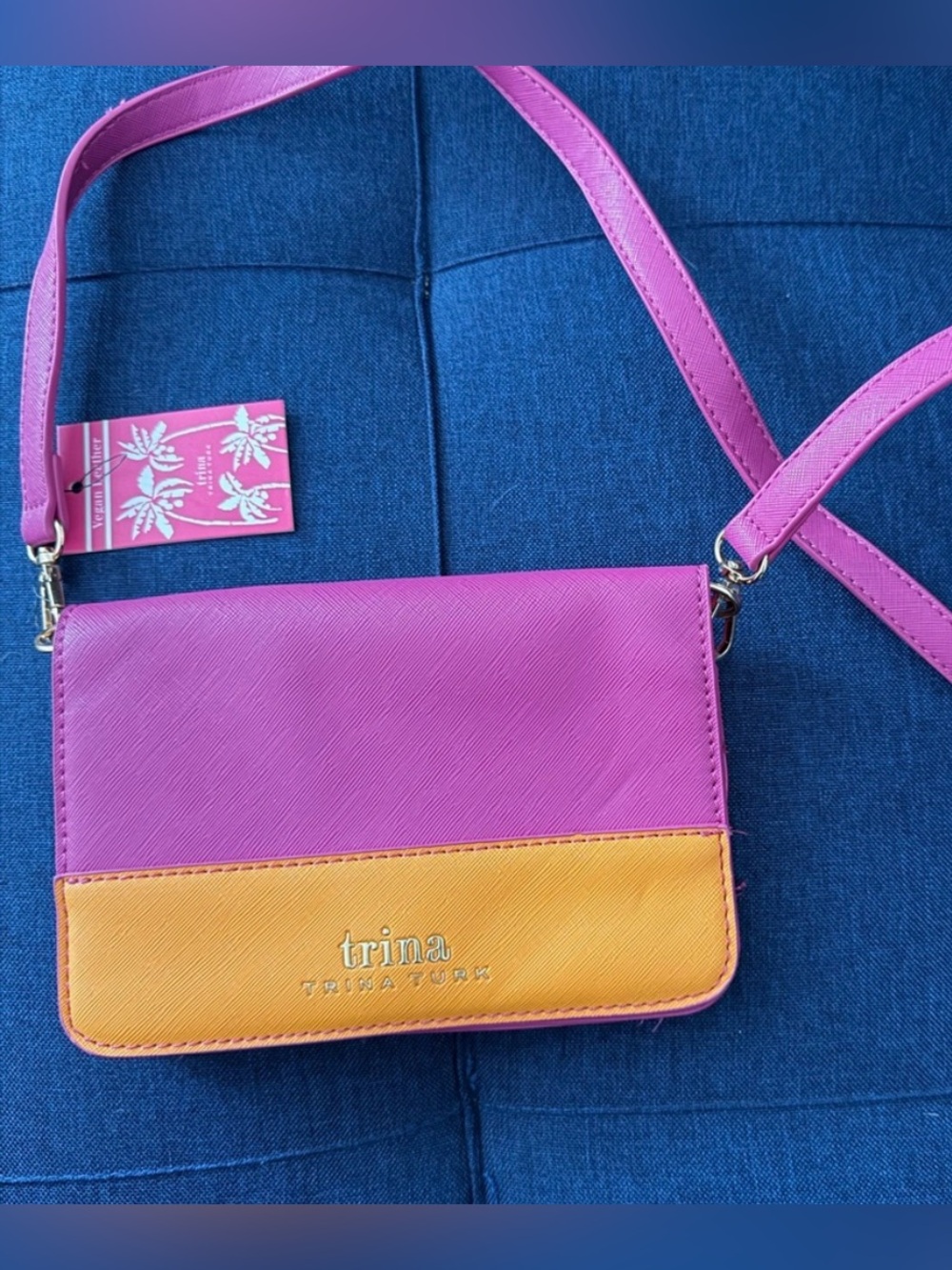 Trina Turk Pink and Orange Colorblock Crossbody